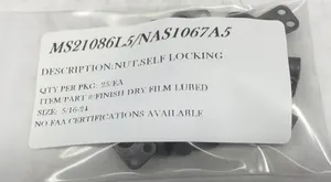 MS21086L5 NAS1067A5 NUT SHORT LUG 5/16-24 DRY FILM LUBE PACKAGE OF 25/EA